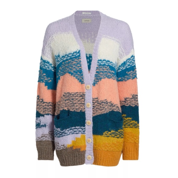 MOTHER The Long Drop Stripe Alpaca Blend Cardigan Mountain High XL NWT - Picture 5 of 14